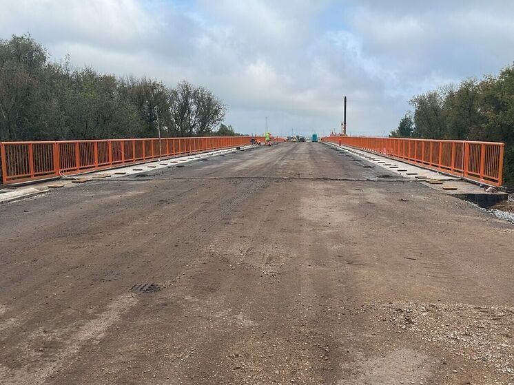 Строительная готовность моста через реку Ик достигла 85%